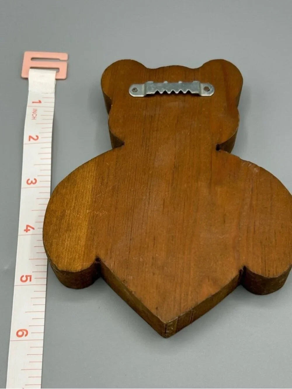 Vintage Wooden Teddy Bear Heart Wall Hanging Folk Art